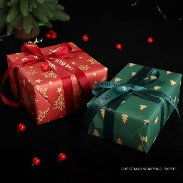 Christmas Gift Tissue Wrapping Paper 50x70cm Red Green Khaki color