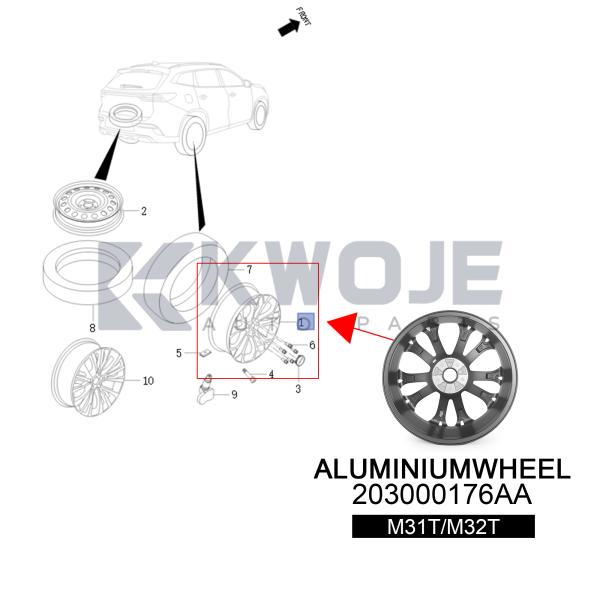 Llantas de aleación de aluminio OEM 203000176AA para EXEED TX/TXL