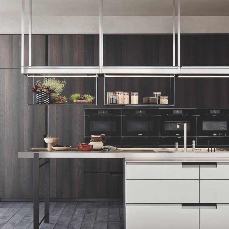 Customized Waterproof Modern Luxury Kitchen Cabinet with Eased Edge Countertop Edging