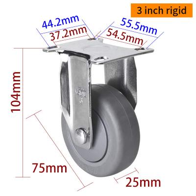 PP Core Light Duty Casters Chrome Coating 3 Inch Castor Wheels