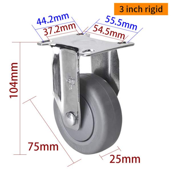 PP Core Light Duty Casters Chrome Coating 3 Inch Castor Wheels