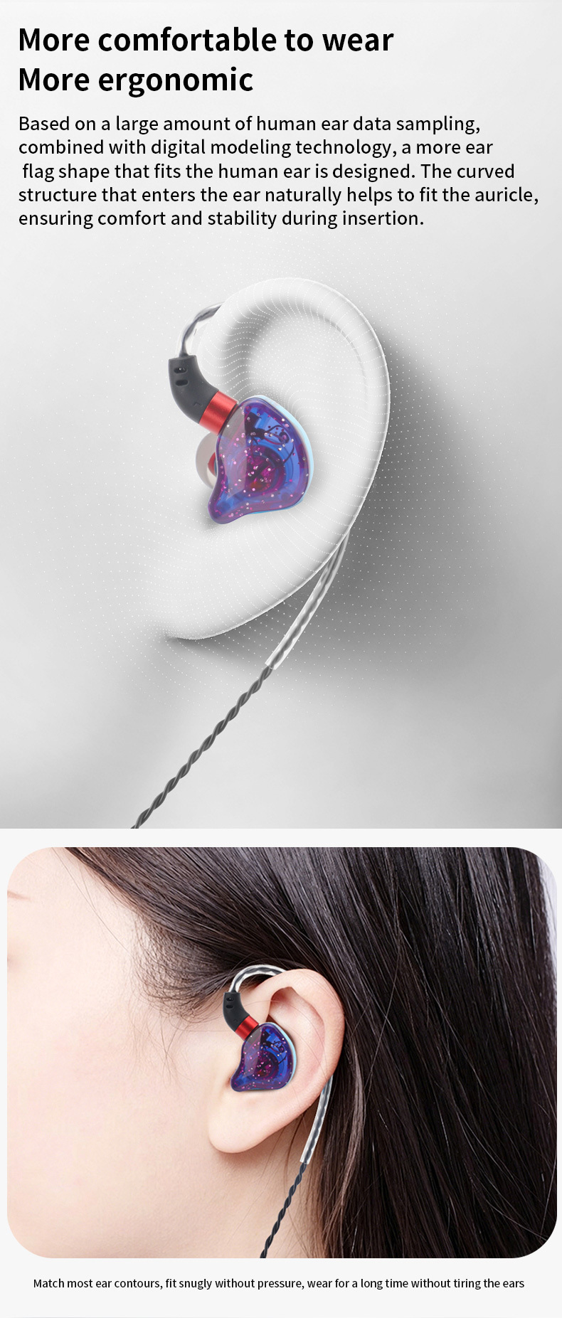 ML-AZ04 Type‑C/3.5mm Wired In‑Ear Earphones, 10mm Dynamic Driver HiFi Stereo Earbuds, Ergonomic Over‑Ear Hook Design with Built‑in Microphone Volume Control, 360° Surround Sound Sports Headphones