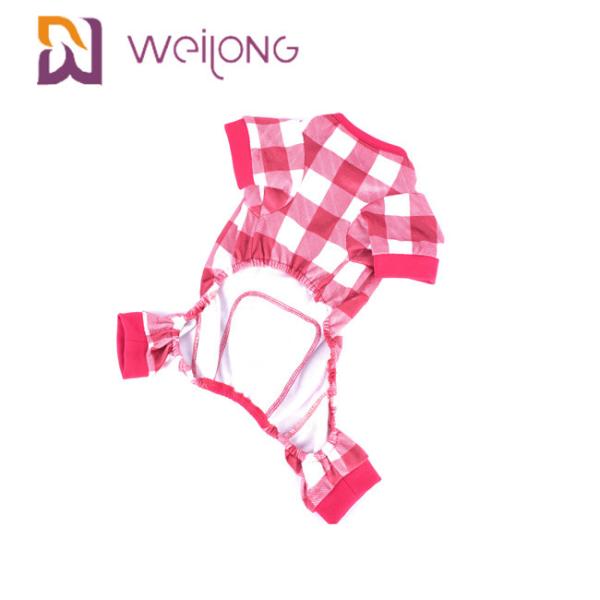 Poly Soft Fabric Red Plaid Dog Pajamas / BSCI Large Dog Pajamas