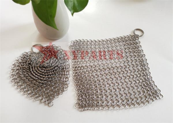 316 Round Rings Stainless Steel Chain Mail Scrubber For Washing Cast Iron Pan