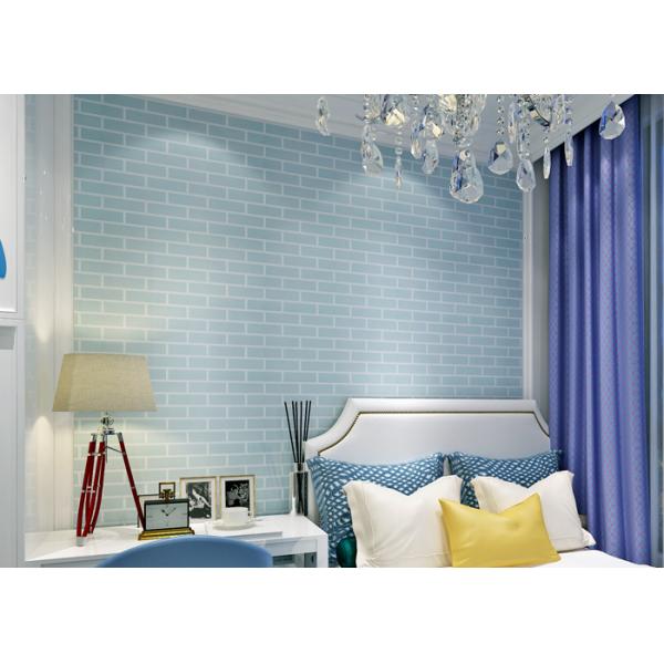 Голубое пре- наклеенное не сплетенное заволакивание стены собственной личности слипчивое/обои кирпича 3Д, стандарт КЭ
