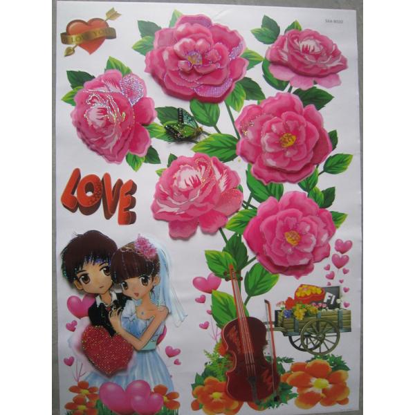 PVC / Vinyl / Paper 3301 50 * 70cm Vinyl 3d Wall Decoration Stickers for Wedding Decoration