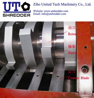 Double Shaft Shredder double shear crusher - high capactiy in tire, plstic, wood, metal, e-waste, bottle, shredding