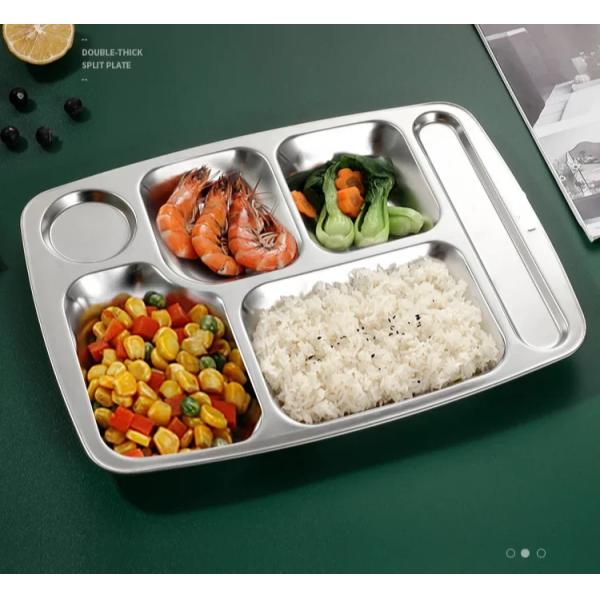 Canteen 3 Compartment Steel Plates Tableware And Utensils For Hotels