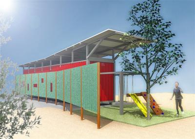 Aço reciclado Demountable - bom das casas quadro isolado para a sala de aula