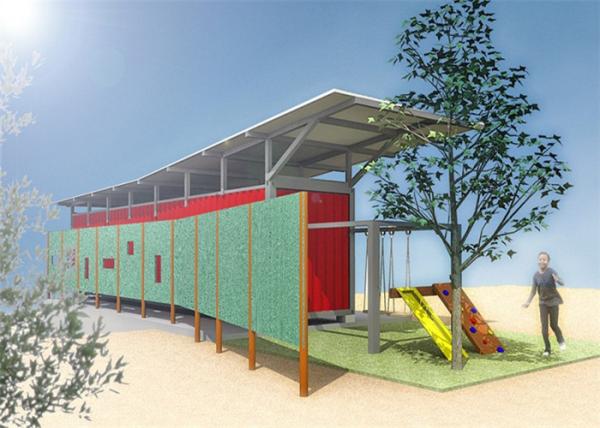 Aço reciclado Demountable - bom das casas quadro isolado para a sala de aula
