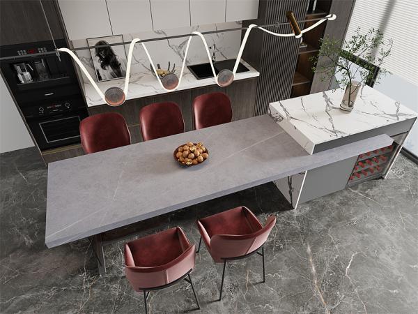 1600x3200mm Mat Gris Durable Slab de pierre sintrée Pour salle à manger