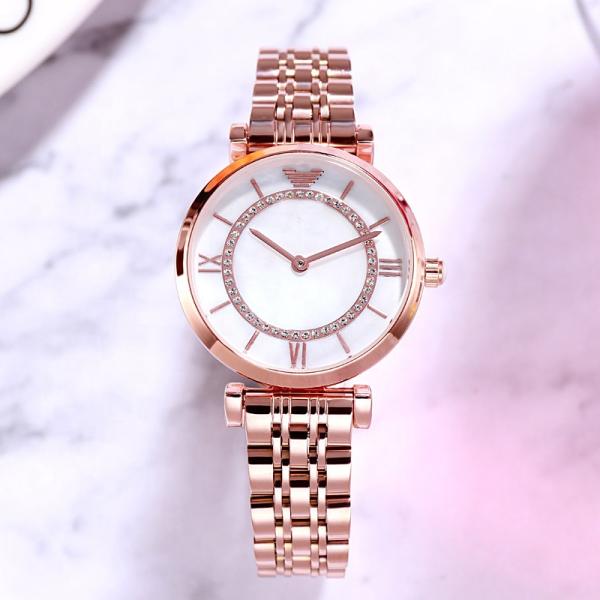 Diamond Rose Gold Wrist Watch For Ladies Japan Movt ODM Available