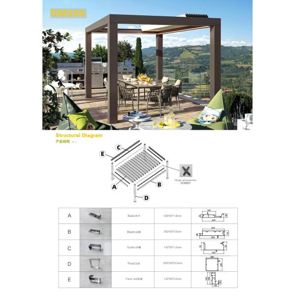 Windproof Zip Blinds and Glass Doors For Outdoor Louvered Electric Pergola