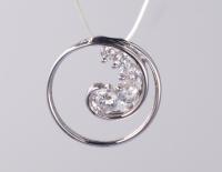 Série Geométrica Redondo Delicado 925 Prata CZ Pendente Geométrico Personalizavel Com 46cm Cadeia 925 Prata CZ Pendente