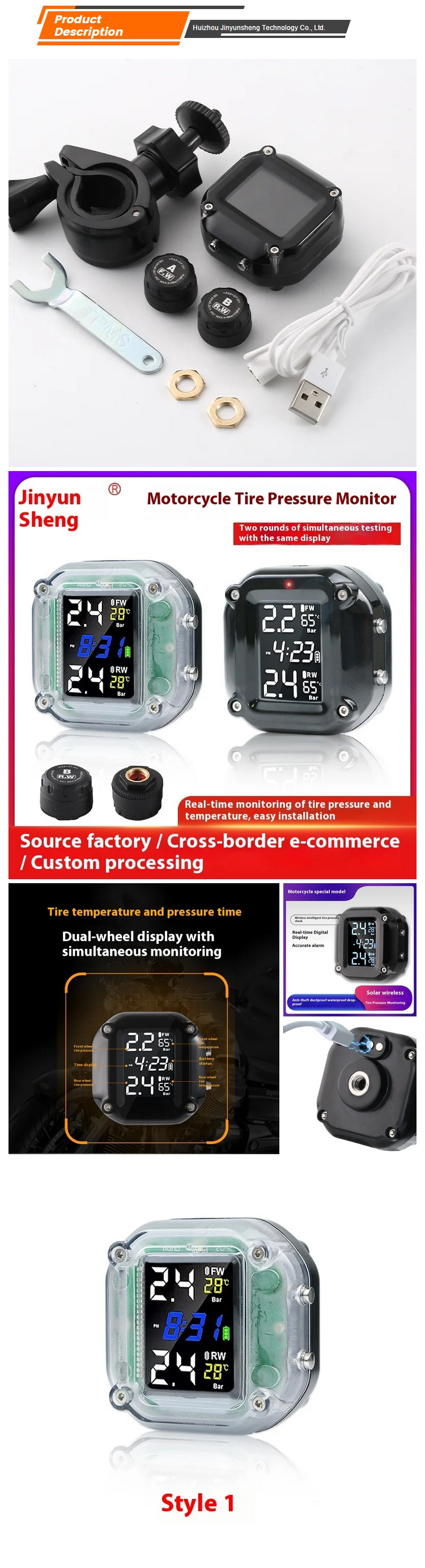 Customizable ABS Plastic Motorcycle Tire Pressure Monitoring Air Pressure Detector Left External Tire Sensor Accessories