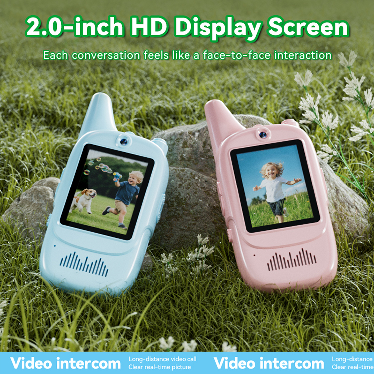 Portable Children Walkie-Talkie with CMOS Pixel for Kids 2 Pack in Set Long Range Video Intercom As Birthday Christmas Item