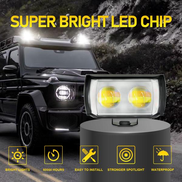 Full Aluminum White Yellow Dual Color 2 LED Motorcycle MINI Driving Light