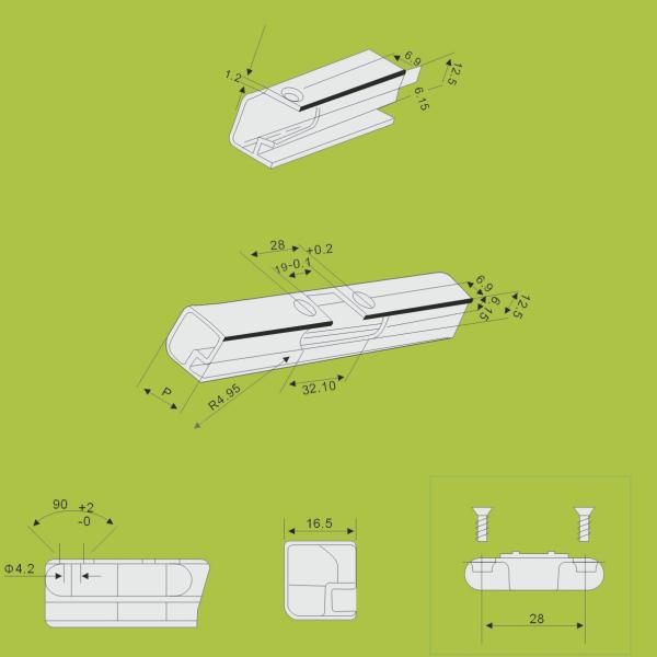 aluminum frame hinge  furniture hardware full-overlay