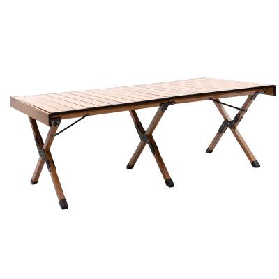 Aluminum Folding Camping Table 60x60cm 3.9kg Wood Grain