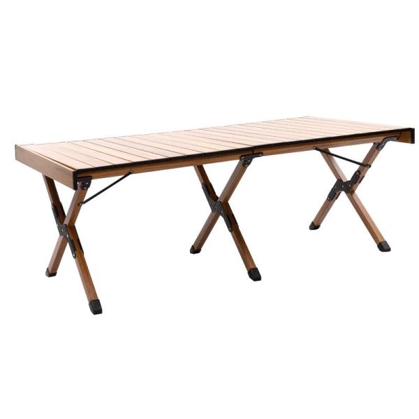 Aluminum Folding Camping Table 60x60cm 3.9kg Wood Grain