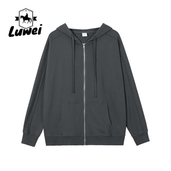 Streetwear Custom Gym Sports Premium Heavyweight Zip Plain Moletons Cotton Sweatshirt Oversize White Bulk Felpa Hoodie