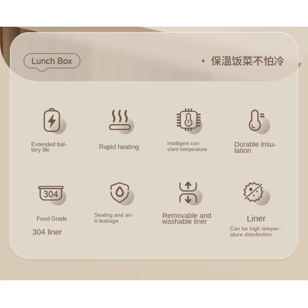 Electric Lunch Box Baby'S Constant Temperature Bowl Cordless Heating Feature For Supplementary Food Dinner