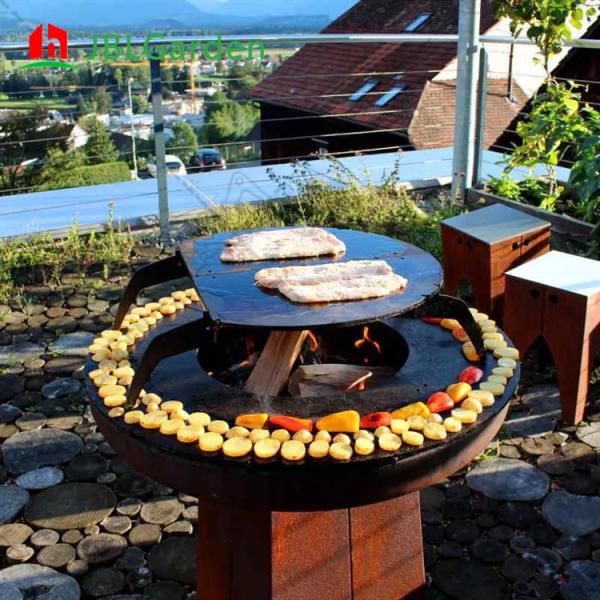 Corrosion Resistant Corten Steel BBQ Grill Outdoor Charcoal Grill Rusty Red