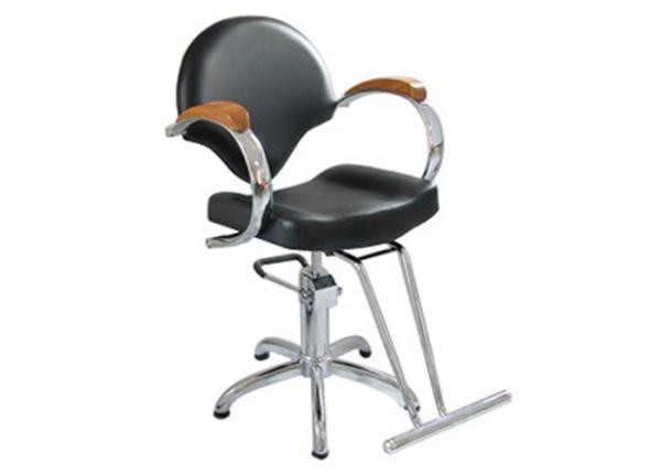 5 Stars Base Salon Hair Styling Chairs Chrome Armrest With Wood Materials
