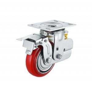 Wear Resistant Heavy Duty Caster Wheels PU Spring Castor Non Marking Industrial Casters 5'' Swivel Food Processing Bakery