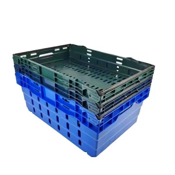 Большой тяжелый HDPE Нестабильный Фрукты и овощи перемещение Пластиковый ящик с стальной ручкой