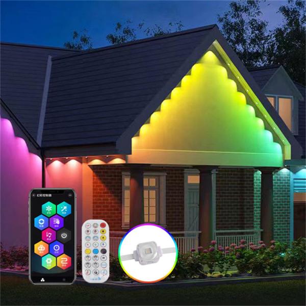 Permanent Outdoor Christmas Lighting RGBW Wifi Led Eaves Light with PC Shell Glue Design