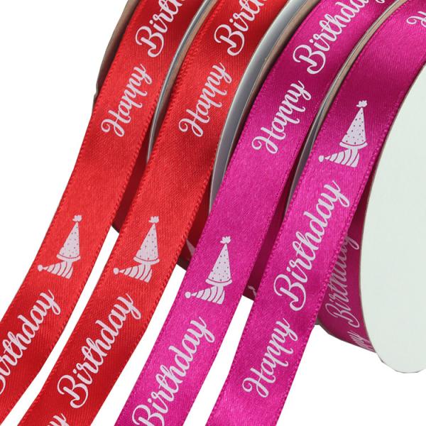 10MM Width Decorative Satin Ribbon Red / Purple Color Custom Printing