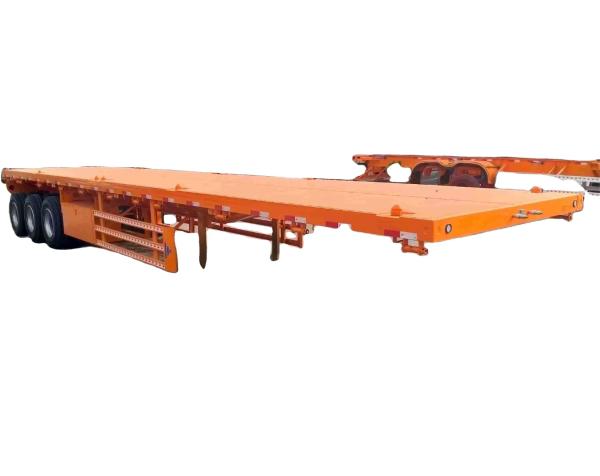 Promotional  Flatbed Truck Semi Trailer 2 3 4 Axles 50 60 80 100 Ton With Twist lock 40ft 20ft platform container semi trailer