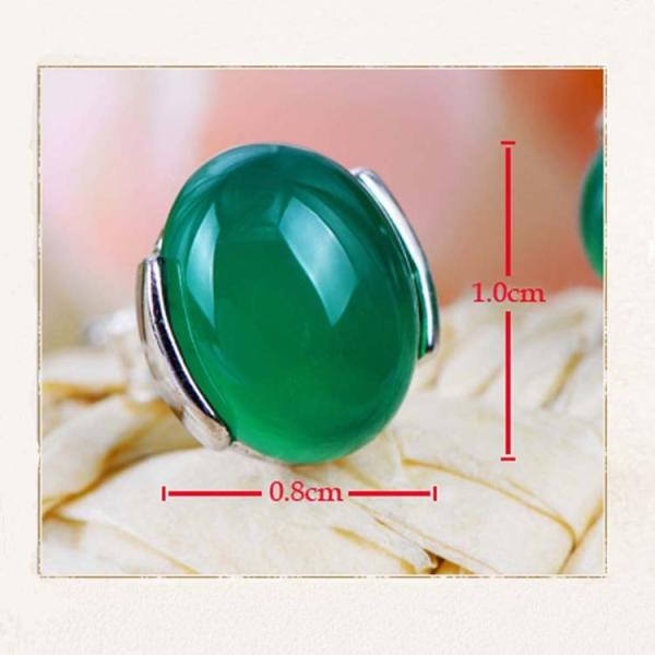 925 Sterling Silver Oval  Green Onyx Bead Stud Earrings(033422W)