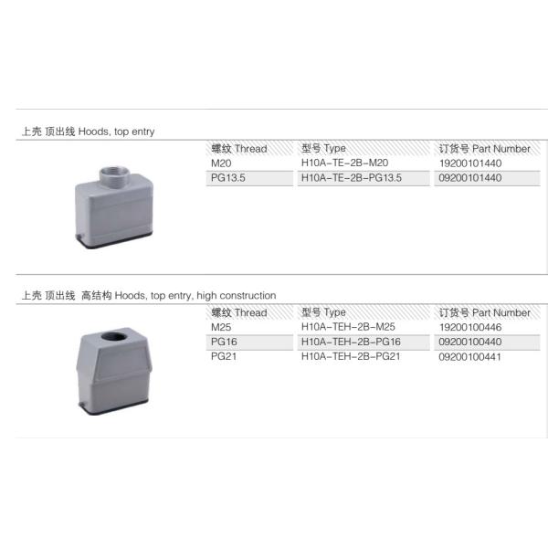 Клобук и снабжение жилищем H10A-TE-2B промышленный на соединитель 09200101440 провода 10 Pin