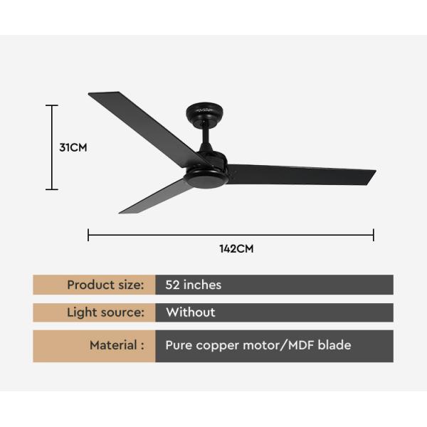 ceiling fan Спальня потолочный вентилятор 52 дюймов декоративный на открытом воздухе с дистанционным управлением 5 скоростей