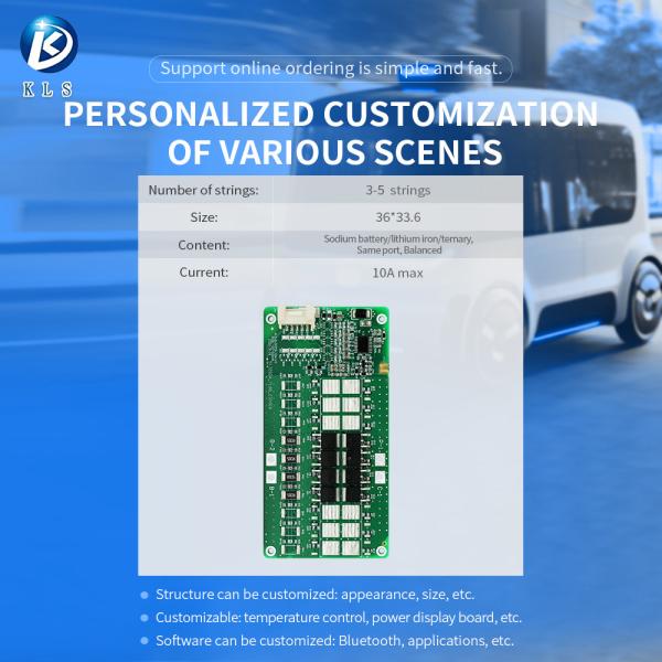 太陽光路灯用のKLS BMS - 3S 4S 5S LiFePO4, 5A 10A,リチウム電池温度センサー