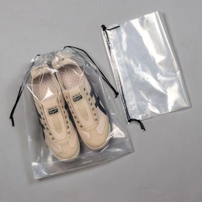 Pacote de armazenamento de roupas personalizadas com saco de PE de corda e bolso de plástico transparente