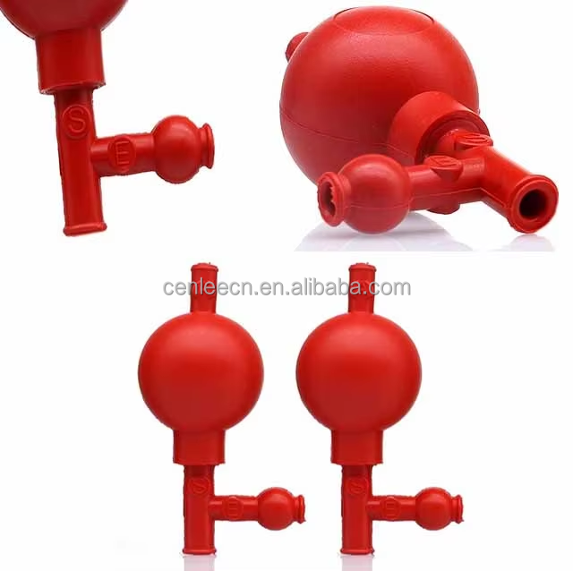 Factory Price With 3 Openings Red Pipetting Ball Quantitative Suction Bulb Rubber Pipette Filler Lab Suction Ball Pipette