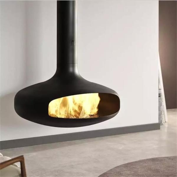 Indoor Decorative Wood Burning Rotating Suspended Hanging Steel Fireplace