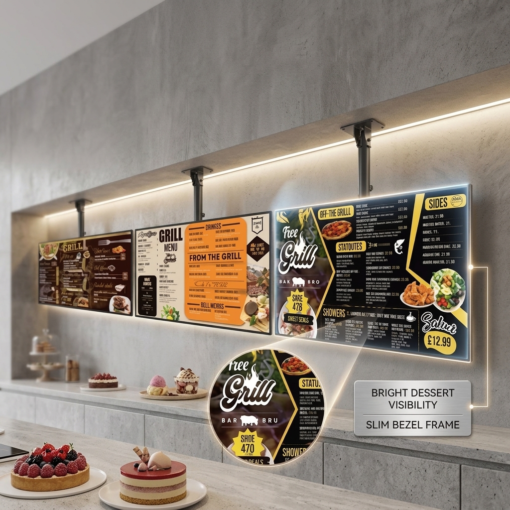 QM-4315GPW 43 Inch 4K Digital Menu Board Cloud Sync Publishing for Chain Restaurant Multi Store