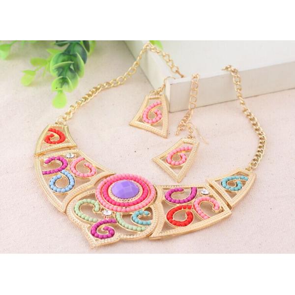 Vintage jewelry alloy hollow beads necklace with diamond earrings clavicle / Necklaces