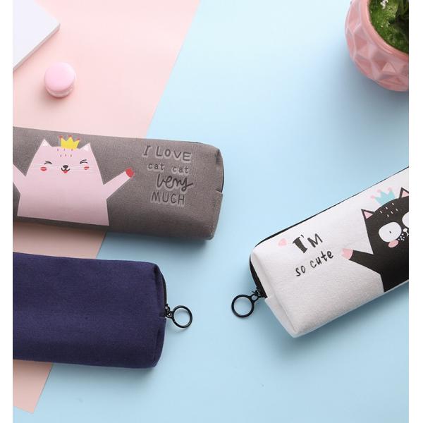 Customized Logo Acceptable Fashion Cartoon Canvas Pen Bag for Junior High School Pupils