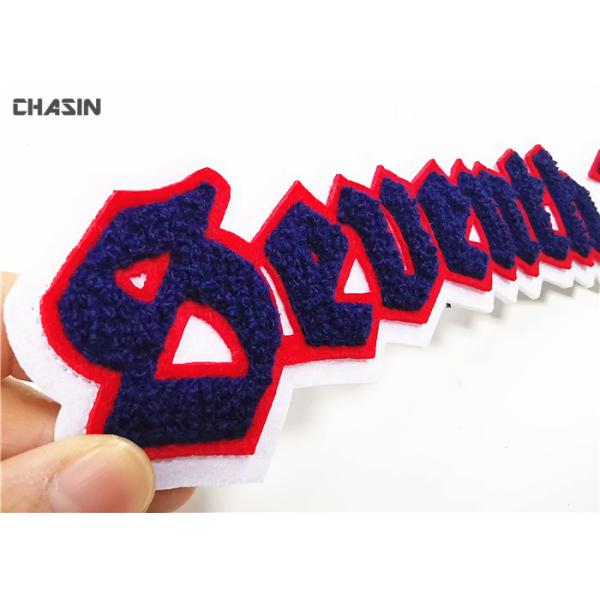 Double Layer Felt Chenille Embroidery Patches Letters Iron On Backing OEM / ODM