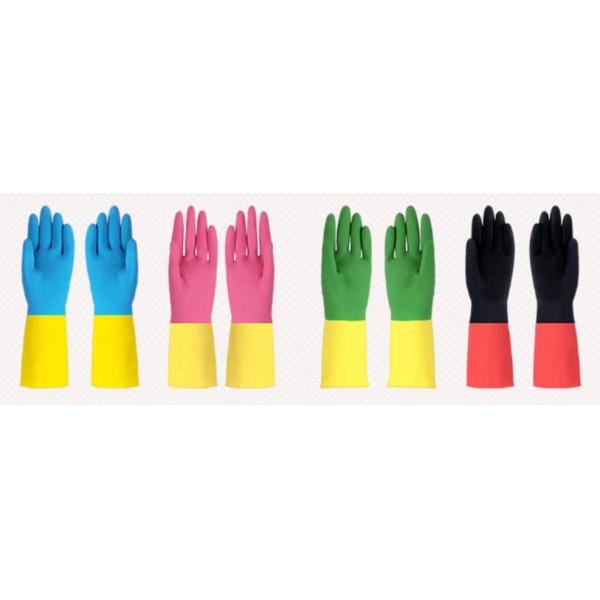 Household Industrial Latex Glove 32CM Kitchen Flocked Lining Dish Washing Glove