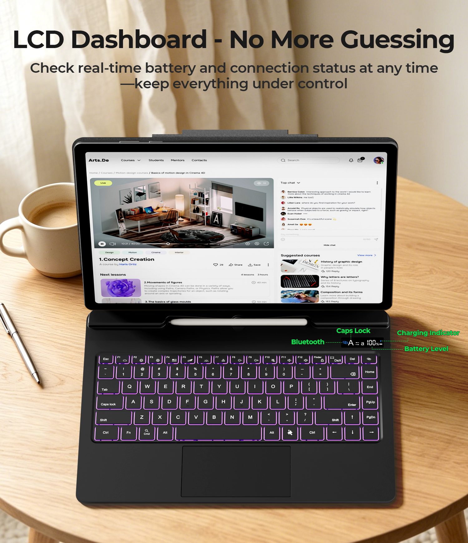 Lightweight Magnetic Keyboard Case for Galaxy Tab S10 Ultra, 0-130° Adjustable Stand, Multi-Gesture Trackpad With Pen Storage