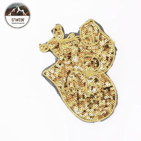 Christmas Sew On Embroidered Patches Golden Well Designed Sequin Popular For Gift