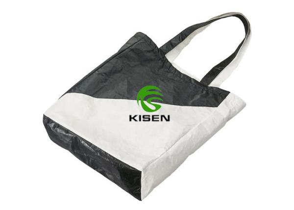 Waterproof Tyvek Shopping Bag Black / White Color Stitching Dupont Paper Material
