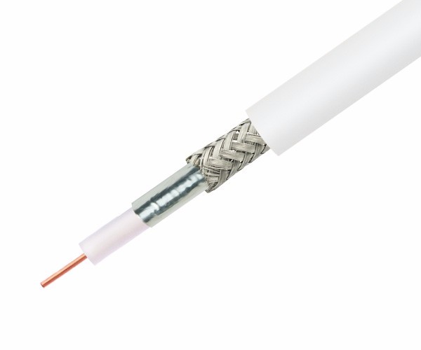 Black White RG6 Satellite Digital Aerial Coaxial TV Cable