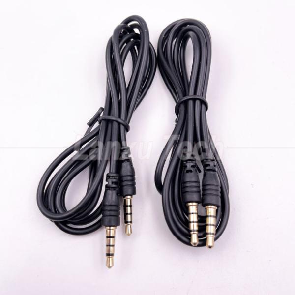 Stock Male to Male 3.5mm 4 Poles Stereo Jack Microphone Audio Extension Cable for Earphone Computer Speaker